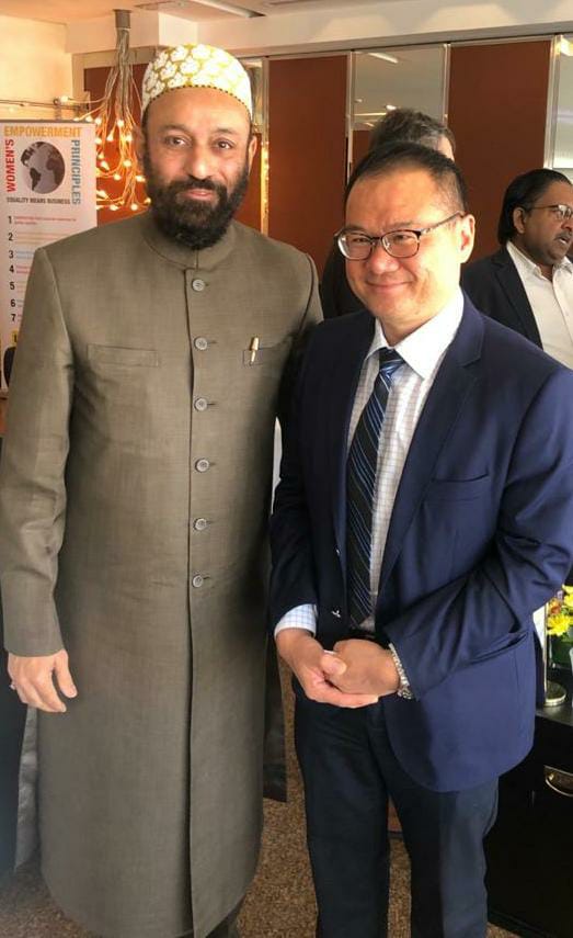 Dr. Mustafa Saasa with H.E.  Low Pit Chen – Consul General of Singapore to Dubai – UAE 